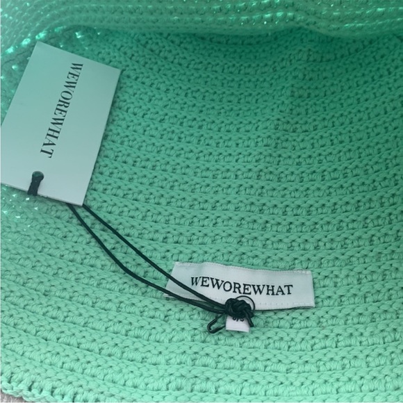 WE WORE WHAT Mint Green NWT Woven/Knitted Bucket Hat - Picture 6 of 11